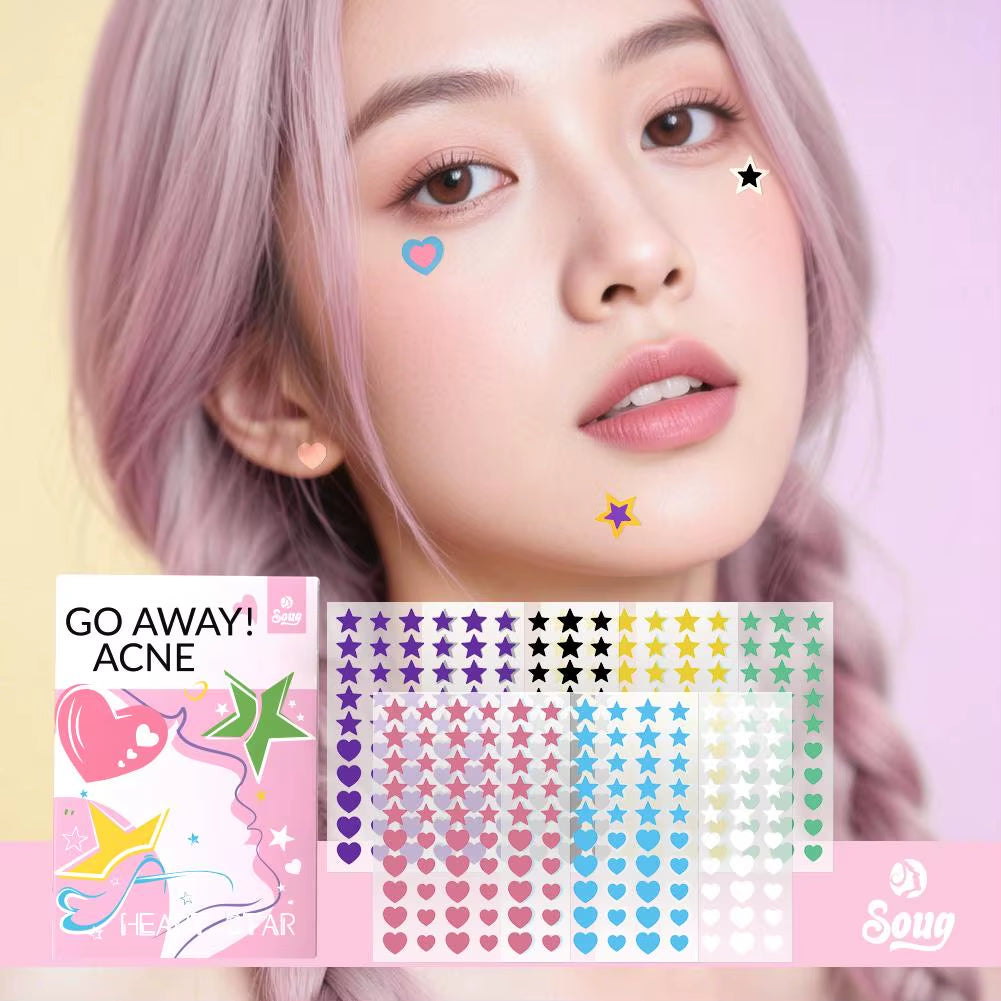 1/2Box Heart Shape Acne Pimple Patch Stickers Blemish Spot Concealer Cover 0.1Mm Acne Treatment Pimple Remover Skin Care