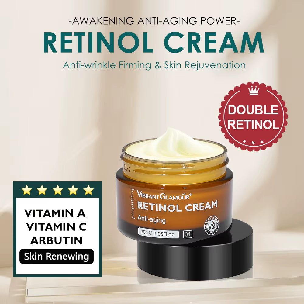 Retinol Face Cream and Eye Serum 2 Pcs/Set Firming Lifting Anti-Aging Wrinkle Reduce Wrinkle Fine Lines Facial Skin Care Product