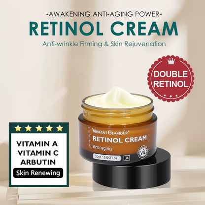 Retinol Face Cream and Eye Serum 2 Pcs/Set Firming Lifting Anti-Aging Wrinkle Reduce Wrinkle Fine Lines Facial Skin Care Product