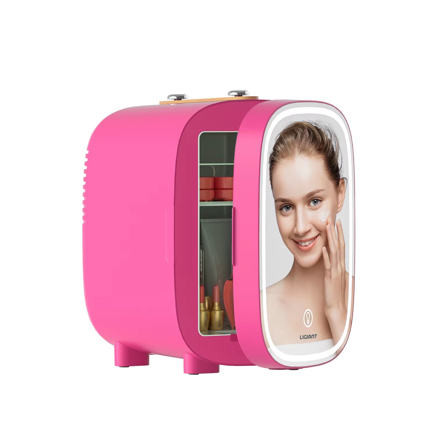 Skincare Fridge 4L, Mini Fridge with 3-Level LED Mirror, Low Noise, Cooler & Warmer, Portable for Bedroom, Office & Car