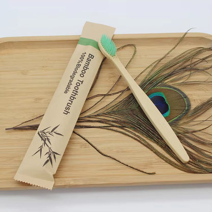 Bamboo Toothbrushes 100Pcs Eco Friendly Resuable Toothbrush Adult Wooden Soft Tooth Brush Eco Friendly Vegan