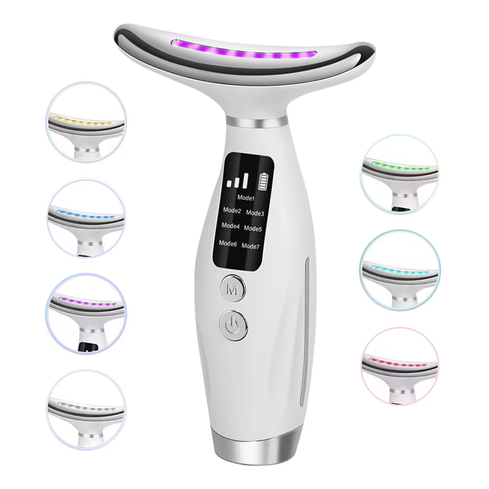 7-Color Light Neck Lifting Beauty Device Facial Vibration Massager Skin Rejuvenation&Double Chin Reducer Face Neck Firming Care