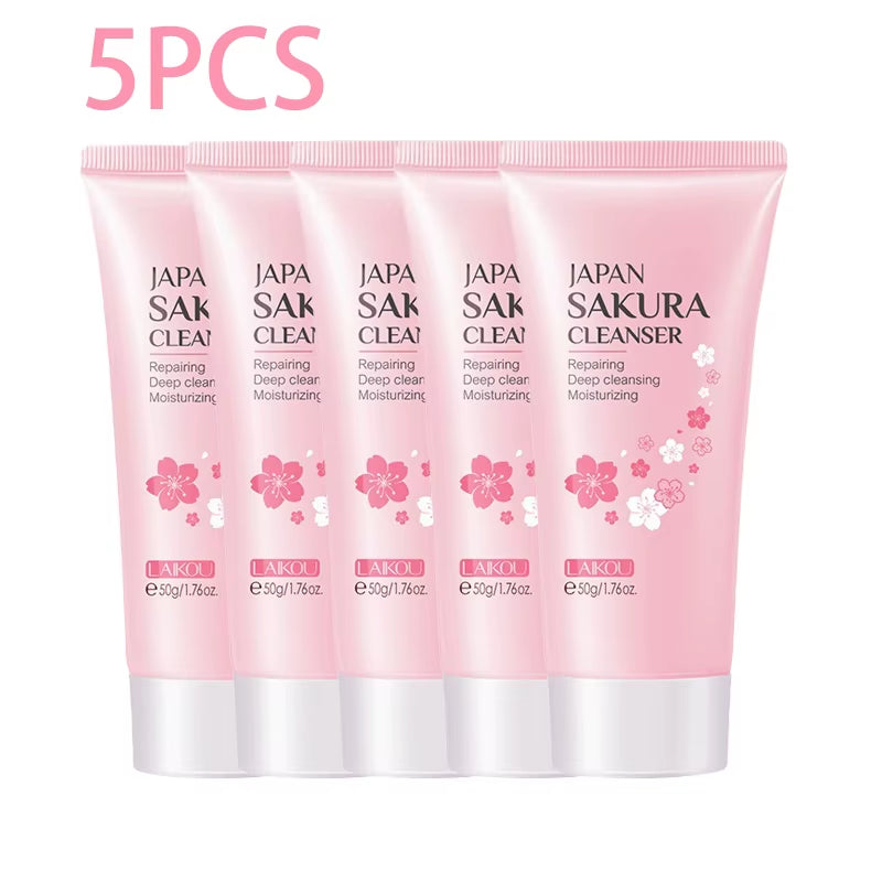 Sakura Cleanser Rich Foam Deep Clean Remove Grease Improve Oily Face Wash Cream Gentle Moisturizing Remove Blackhead Cleanser