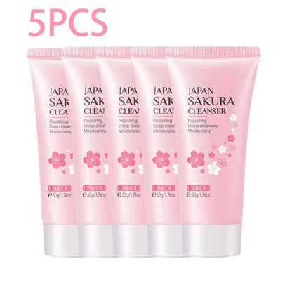 Sakura Cleanser Rich Foam Deep Clean Remove Grease Improve Oily Face Wash Cream Gentle Moisturizing Remove Blackhead Cleanser