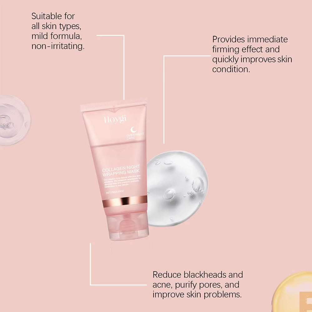 75G Collagen Night Wrapping Peel off Mask Facial Moisturizing Brighten Hydrating Smooth Face Firming Skin Rejuvenation Care Mask
