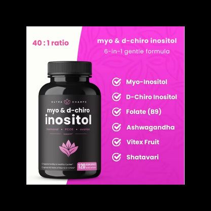 Inositol 2000 Mg Supplement, Ovarian & PCOS, Supports Female Fertility & Hormonal Balance, 120 Veggie Capsules