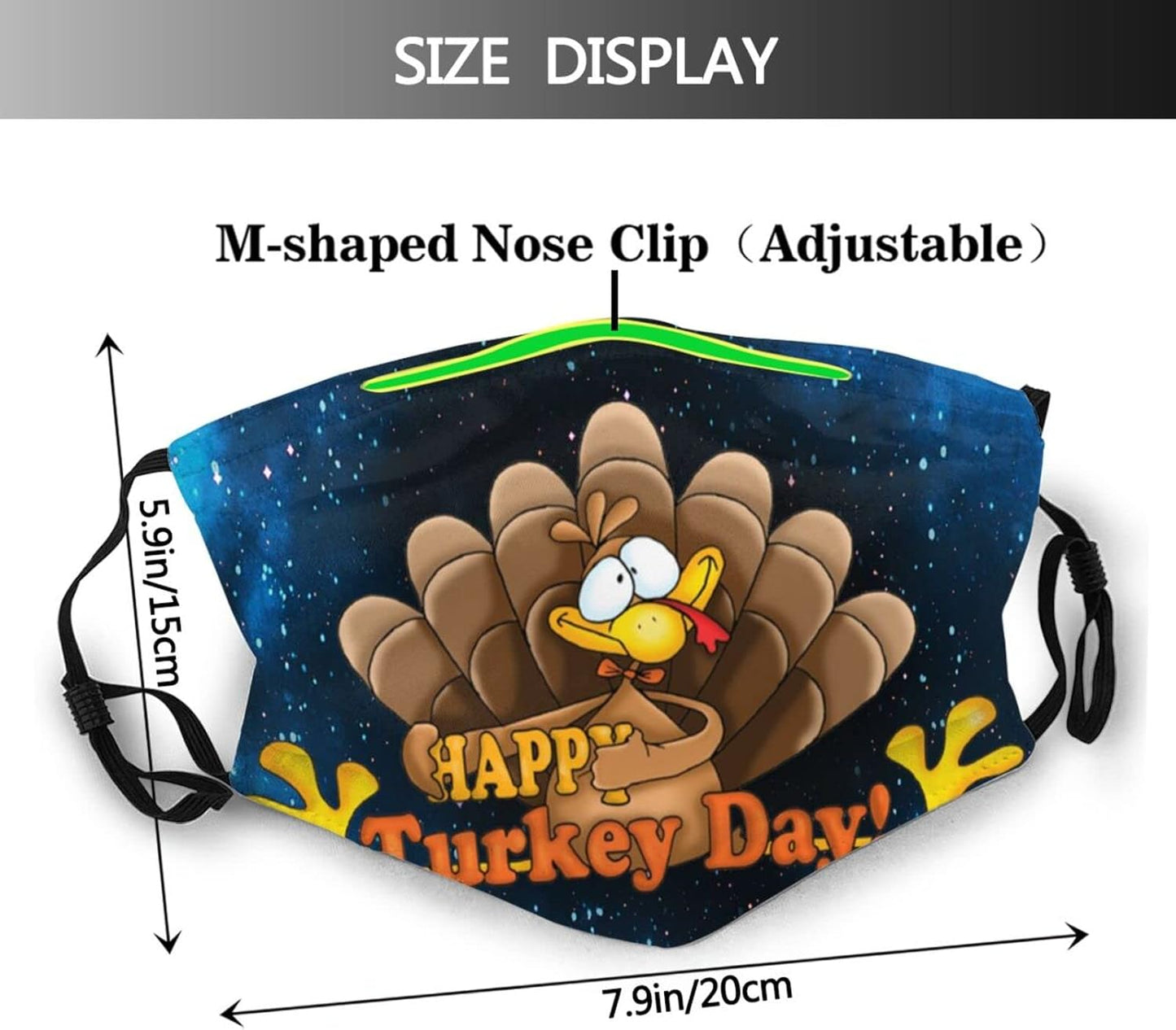 Face Mask Thanksgiving Turkey Pumpkin Maple Leaf Funny Mask for Adults Reusable Washable Adjustable Elastic Ear Straps with 10 Filter