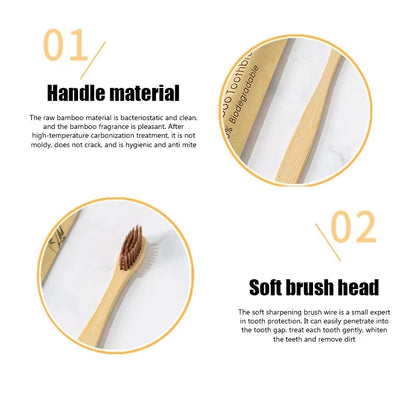 Bamboo Toothbrushes 100Pcs Eco Friendly Resuable Toothbrush Adult Wooden Soft Tooth Brush Eco Friendly Vegan