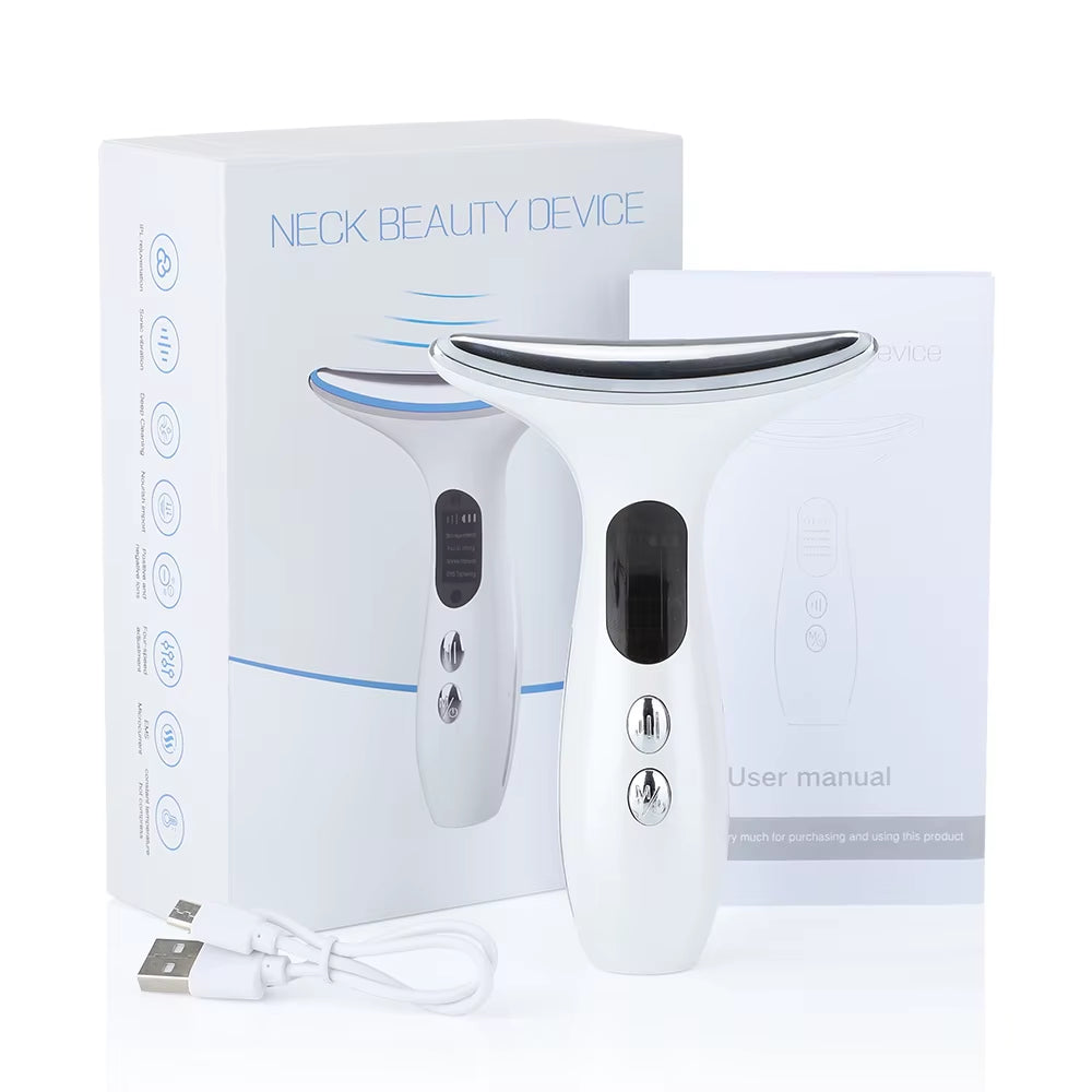 Neck Beauty Device EMS Microcurrent Chin Facial Lifting LED Firming Rejuvenation anti Wrinkle Skin Care Face Massager