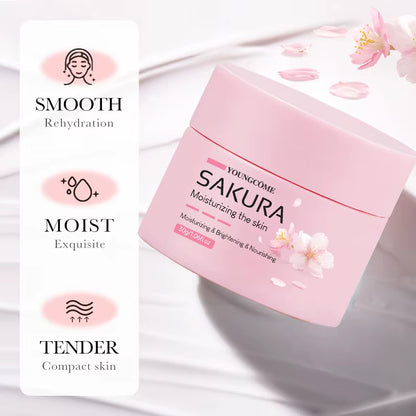 Sakura Essence Cream,Cherry Blossom Facial Moisturizer for Dry & Rough Skin,Intense Hydration,Skin Repair,Delicate & Tender Glow