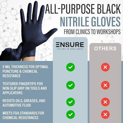 Ensure Nitrile Disposable Exam Gloves, Powder-Free, Latex-Free, Non-Sterile - 5 Mil