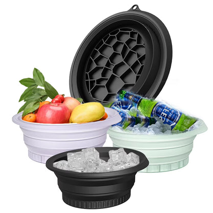 Silicone Face Bowl with Built-In Icetray Collapsible Ice Facial Folding Washbasin Face Ice Bath Water Chiller